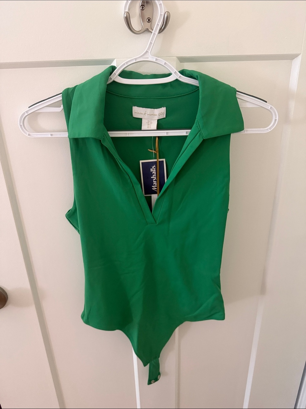 House of Harlow 1960 Emerald Green Sleeveless Collared Bodysuit